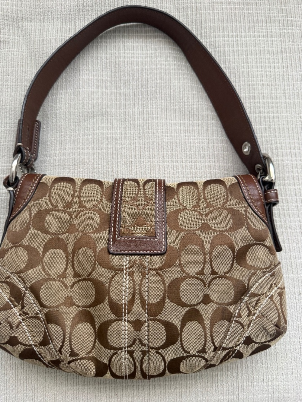 Vintage Coach Signature Jacquard Shoulder Bag – Brown & Tan Y2K